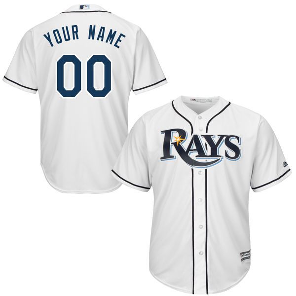 Youth Tampa Bay Rays Majestic White Custom Cool Base MLB Jersey